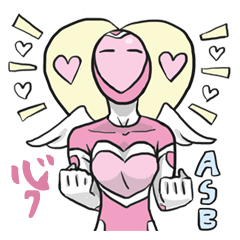 [LINEスタンプ] AsB - 心7 Heart Ranger (Love Pink)