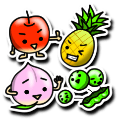[LINEスタンプ] 果物さんとお野菜さんのシールスタンプの画像（メイン）