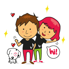 [LINEスタンプ] A day with Pink, Ken ＆ Hiro (EN)の画像（メイン）