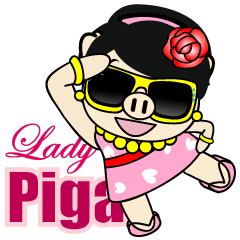 [LINEスタンプ] Lady PIGA doesn't talk much this time