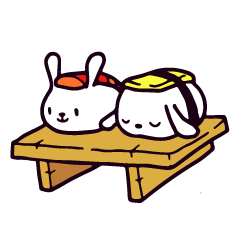 [LINEスタンプ] Lazy Sushi Bunny and Rabbit Friends