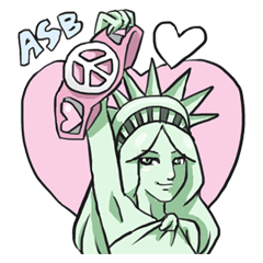 [LINEスタンプ] AsB - The Statue Of Liberty Heart Playの画像（メイン）