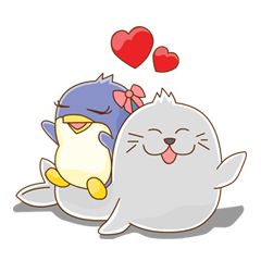[LINEスタンプ] Penguins petulant and seals mischievous