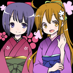 [LINEスタンプ] 梅乃と櫻子の画像（メイン）