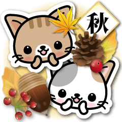 [LINEスタンプ] 和風な猫ちゃん3♪日本の秋