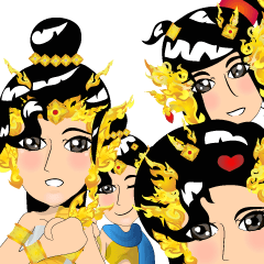 [LINEスタンプ] Lai Kanok Cartoon thai v.four girl