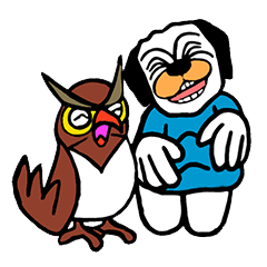 [LINEスタンプ] Little Bull dog ＆ Owl Owl Best friends