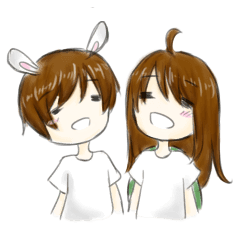[LINEスタンプ] usagi and kame