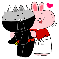 [LINEスタンプ] Ninja Cat ＆ Samurai Rabbit