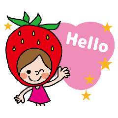 [LINEスタンプ] イチゴ柄の赤頭巾ちゃんの楽しいスタンプの画像（メイン）