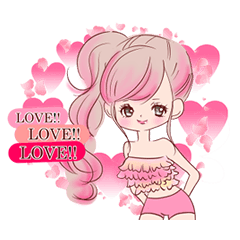 [LINEスタンプ] LOVE LOVE LOVE KAWAII PinkGirlの画像（メイン）