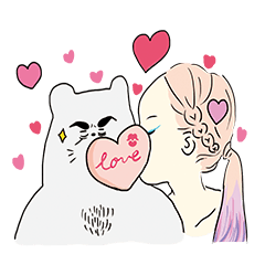 [LINEスタンプ] A beautiful woman and white bear