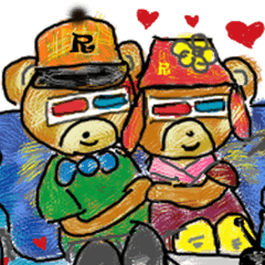 [LINEスタンプ] Rossy the lover bear ＆ Yorkie Coco I ENG