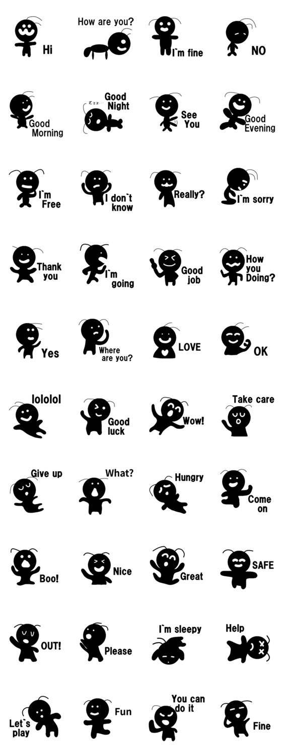 アリにゃん 英語のスタンプ詳細