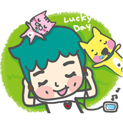 [LINEスタンプ] Dog and cat and people