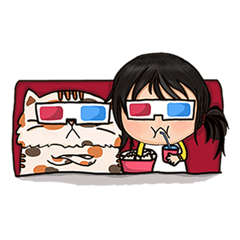 [LINEスタンプ] Miss.Glasses and her cat (EN)の画像（メイン）