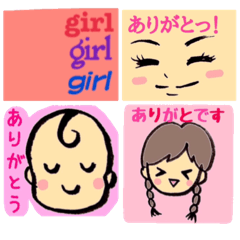 [LINEスタンプ] girl and girl and girl
