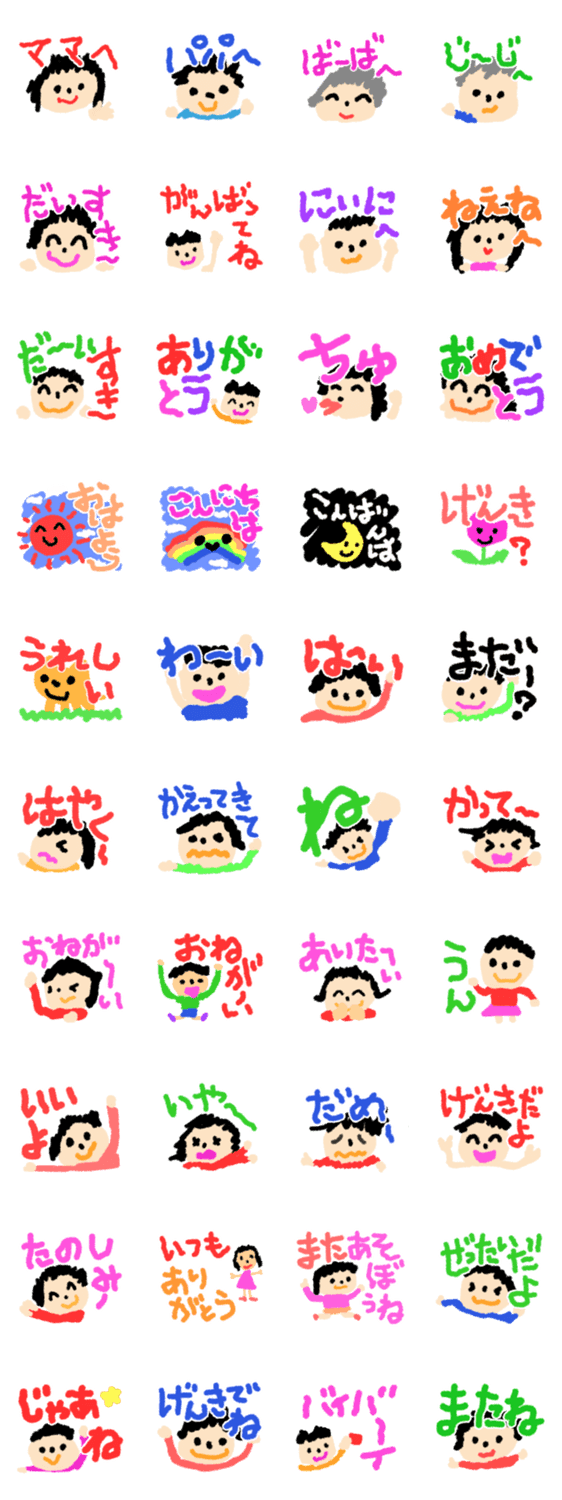 子どもが描いたイラストのスタンプ詳細