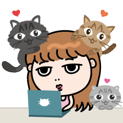 [LINEスタンプ] ミスABジャオ＆3匹の猫。