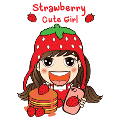 [LINEスタンプ] Strawberry Cute Girl (Fruit Ver.01)