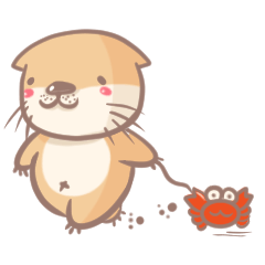 [LINEスタンプ] otter and young crab