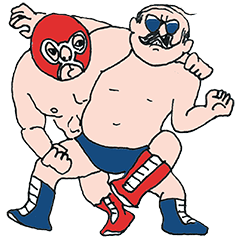 [LINEスタンプ] おっさんvs覆面レスラー～タッグマッチ編～