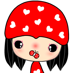 [LINEスタンプ] The red heart lady