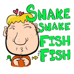 [LINEスタンプ] Snake Snake Fish Fish (M)