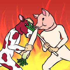 [LINEスタンプ] 牛と豚タイツ
