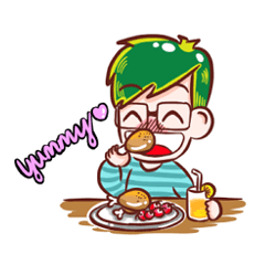 [LINEスタンプ] Green Hair Boy