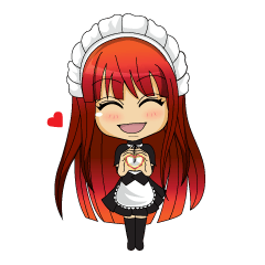 [LINEスタンプ] Maid cute girl (v.eng)