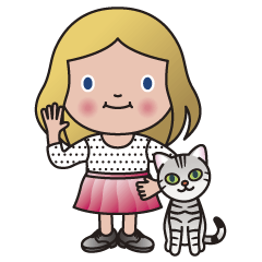 [LINEスタンプ] エマとアメリ（女の子と猫）の画像（メイン）