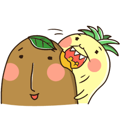 [LINEスタンプ] lovely Pineapple ＆ warm man Potato