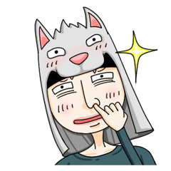 [LINEスタンプ] wolf headgear boy -  daily mood