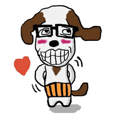 [LINEスタンプ] メガネ腹巻犬 その1